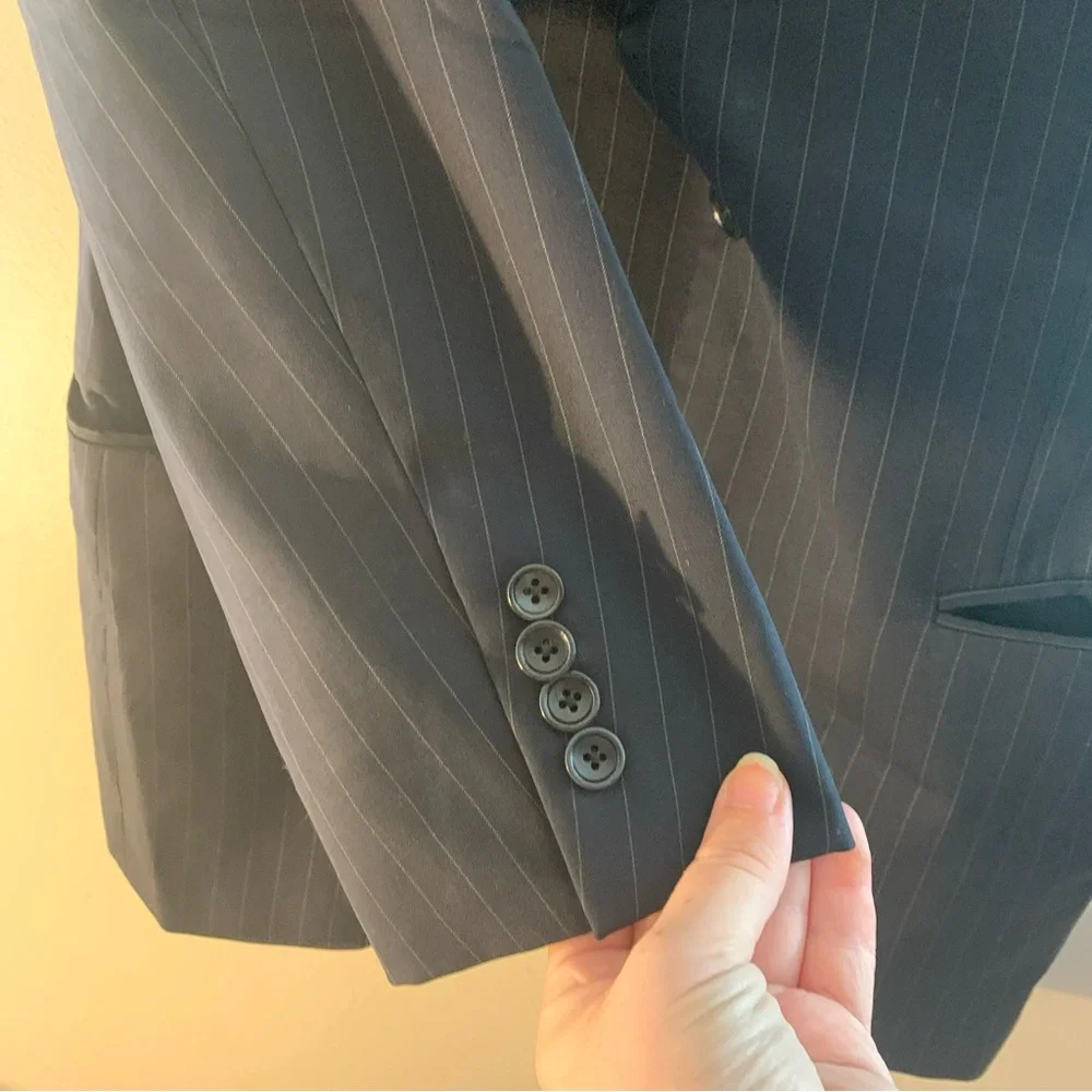 Vintage Brooks Brother Black Striped 100% Wool Blazer